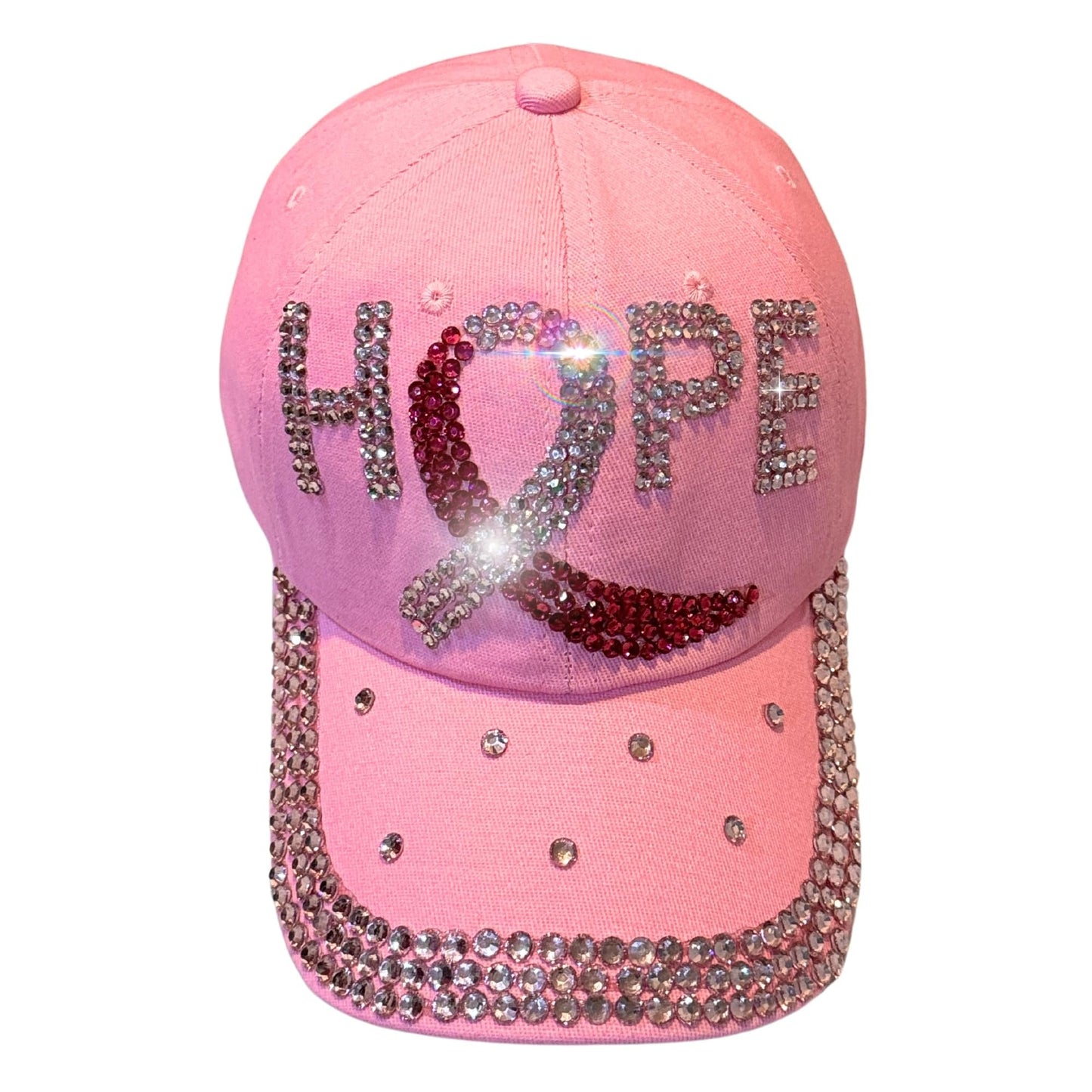 Popfizzy Pink Ribbon Breast Cancer Hats for Women, Breast Cancer Awareness Cap, Bling Breast Cancer Survivor Gifts for Woman