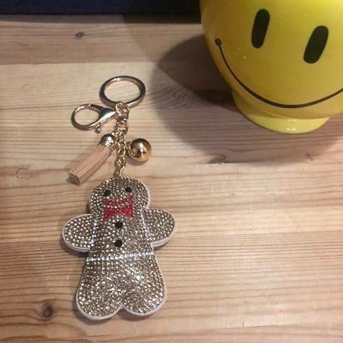Popfizzy Bling Christmas Gingerbread Man Keychain, Christmas Gifts for Women and Girls, Stocking Stuffers, Party Favors