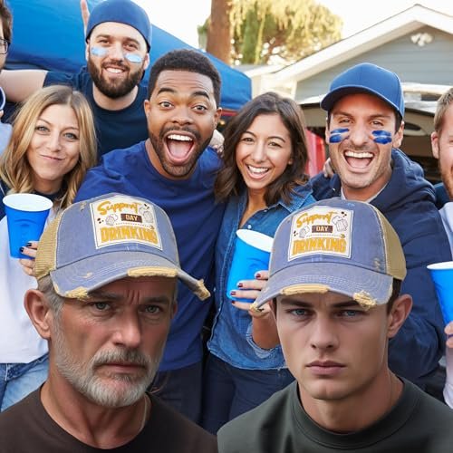 Popfizzy Support Day Drinking Hat, Distressed Beer Drinking Hat for Drinkers, Unisex Adult Humor Caps (Support Day Drinking)