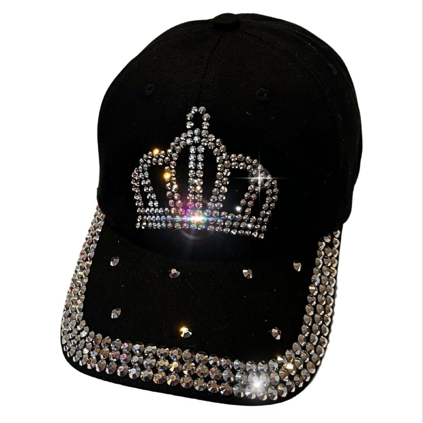 Popfizzy Rhinestone Baseball Cap for Women and Girls, Fun Bedazzled Hats, Shiny Bling Denim and Diamond Hat, Sparkly Gifts