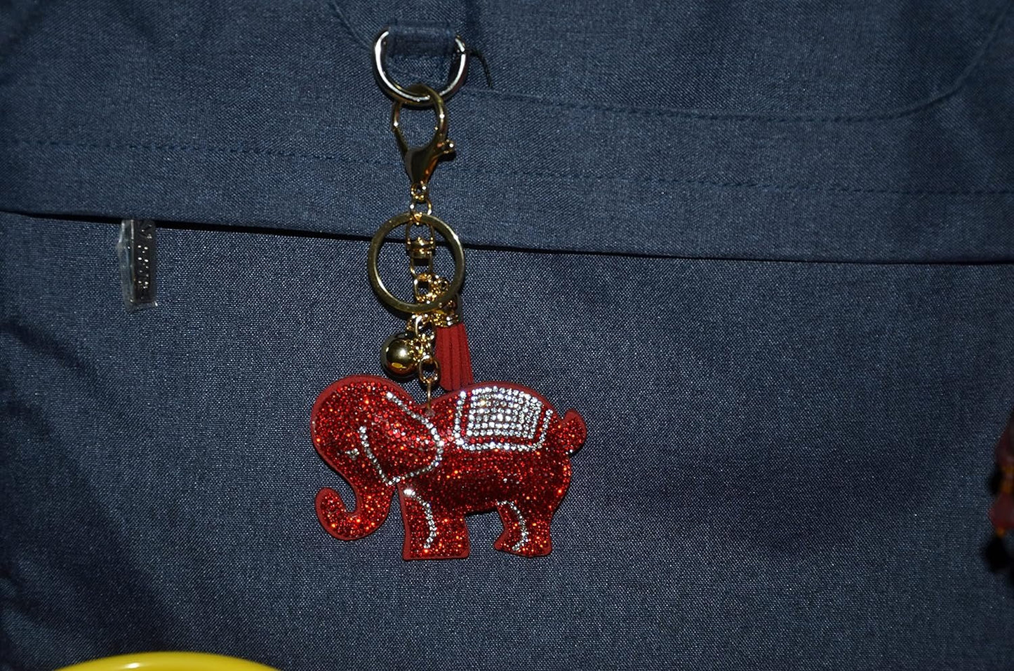Popfizzy Red Elephant Keychains for Women and Girls, Bling Backpack Key Chain for Animal Lovers, Rhinestone Purse Charms