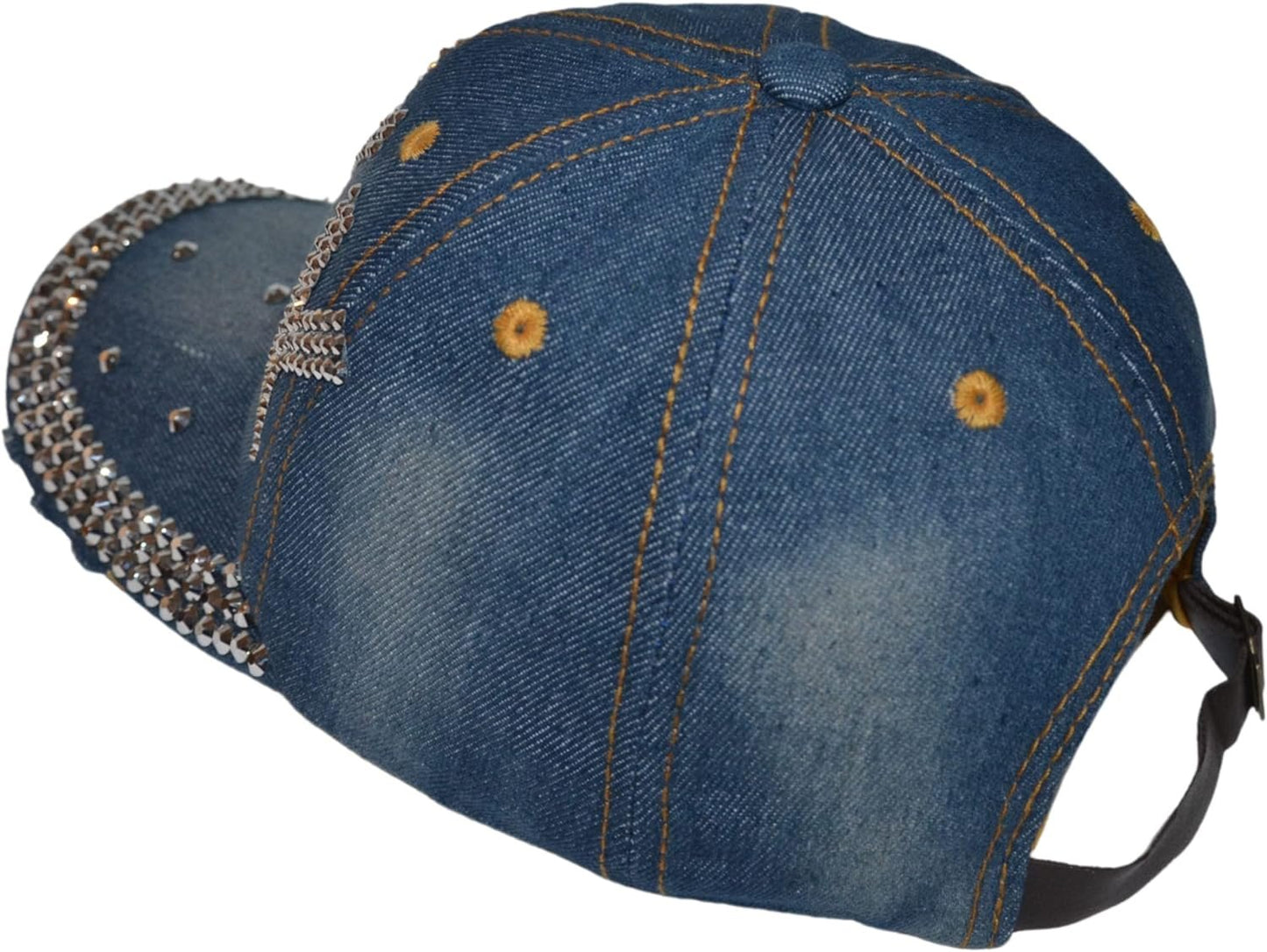 Popfizzy Women’s Sexy, Bling Blue Denim Adult Baseball Hat