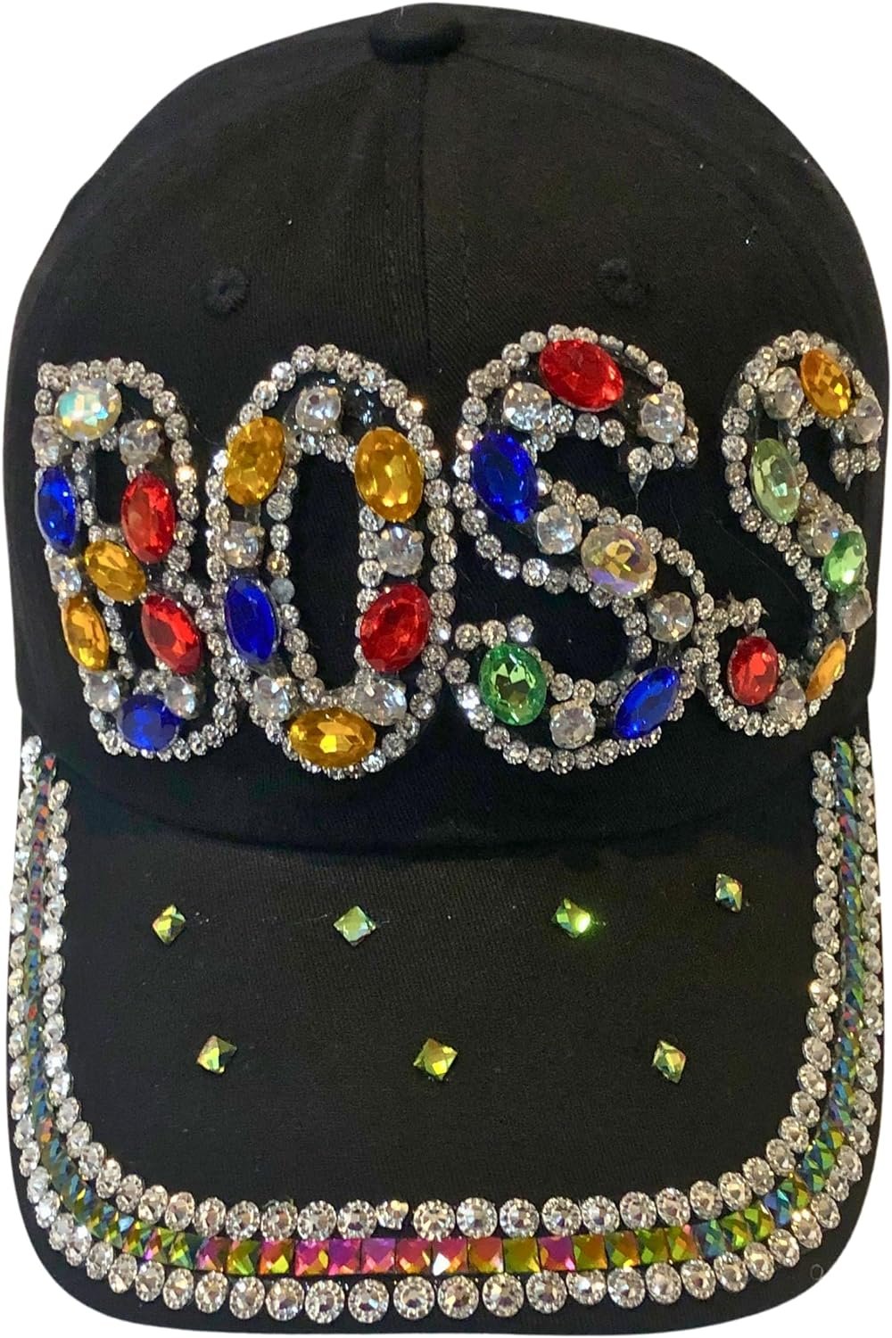 Popfizzy Bling Boss Baseball Cap for Women, Best Boss Gifts for Women, Multicolor Rhinestone Boss Hat, Gifts for Boss Women