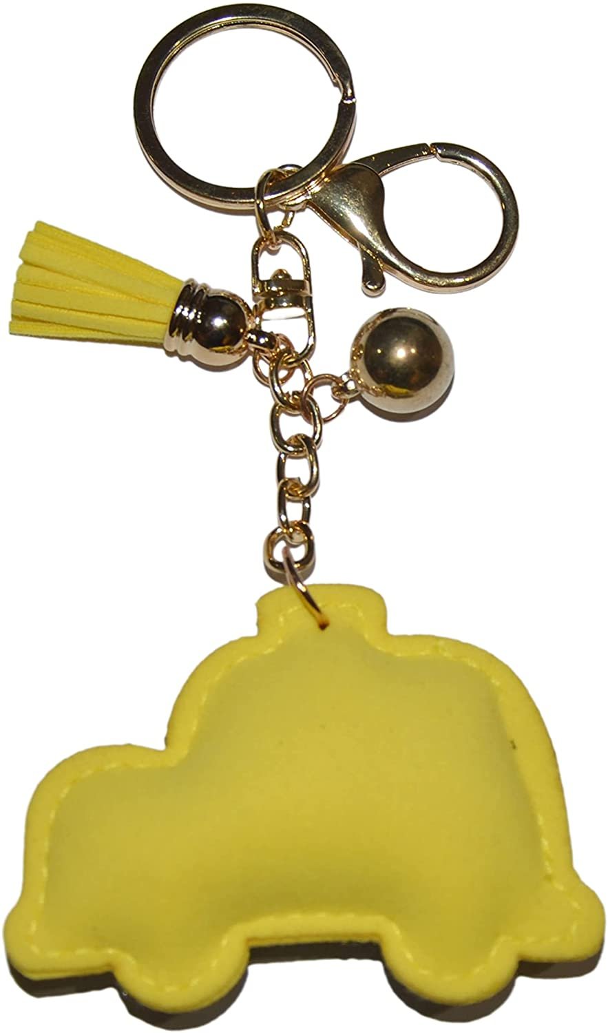Yellow Taxi Cab Keychain for Women and Girls Rhinestone Backpack Accessories, Purse Charms, Cute Tassel Key Chain Key Fob