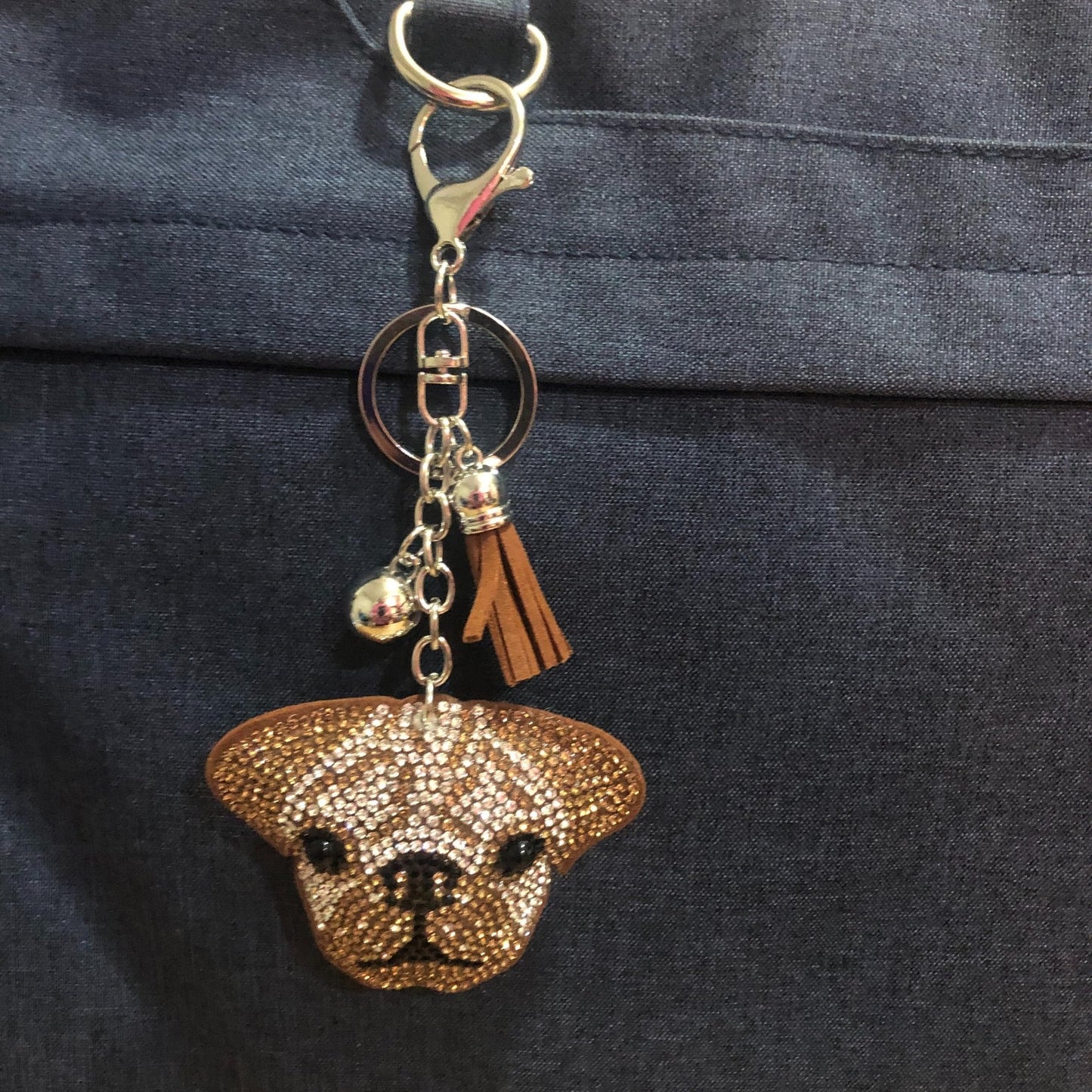 Popfizzy Rhinestone English Bulldog Keychain for Women and Girls, Bull Dog Backpack Keychain, Bling Gifts for Women
