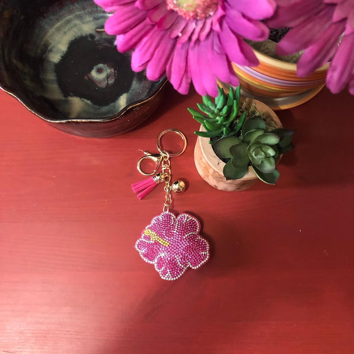 Popfizzy Keychain for Women and Girls, Rhinestone Purse Charm, Bling Backpack Key Fob, Crystal Bag Charms, Fun Keyrings