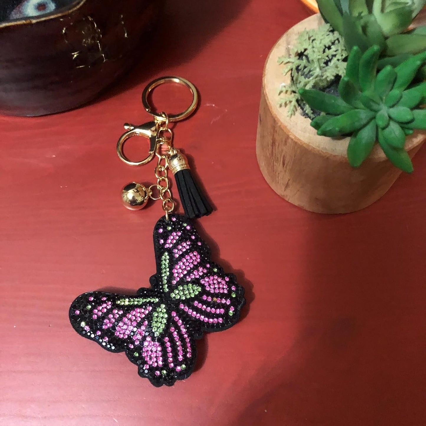 Popfizzy Bling Butterfly Keychain, Purse Charm, Backpack Charm, Crystal Bag Charms, Rhinestone Key Fob
