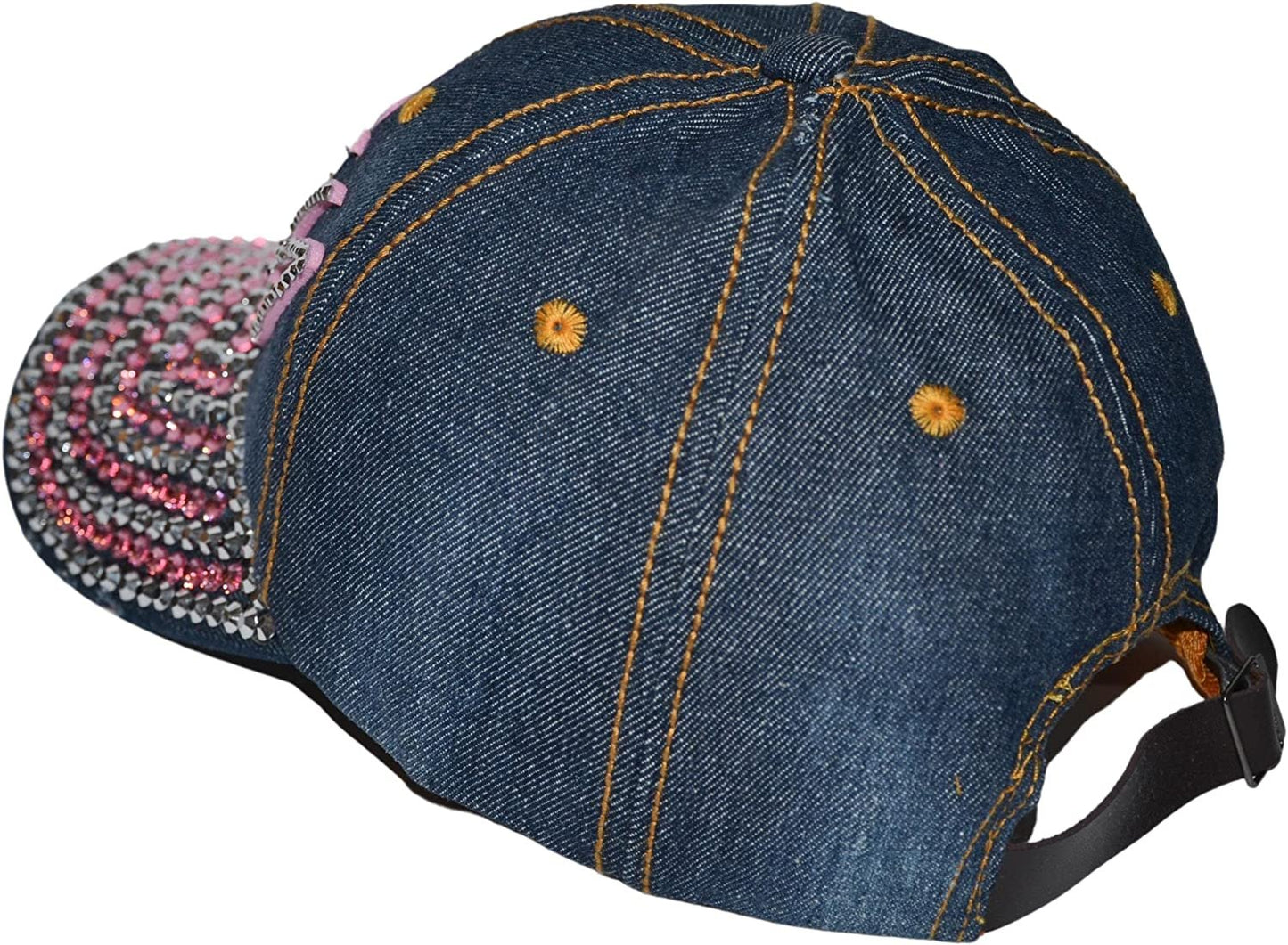 Popfizzy Rhinestone Sexy Hat for Women, Bling Denim Baseball Cap with Words, Fancy Ballcap