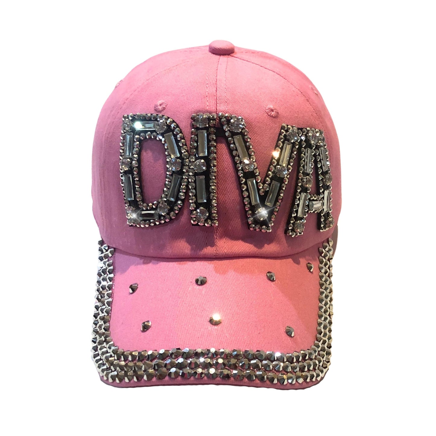 Rhinestone Diva Hat for Women, Bedazzled Diva Gifts, Pink Bling Baseball Hat, Adult