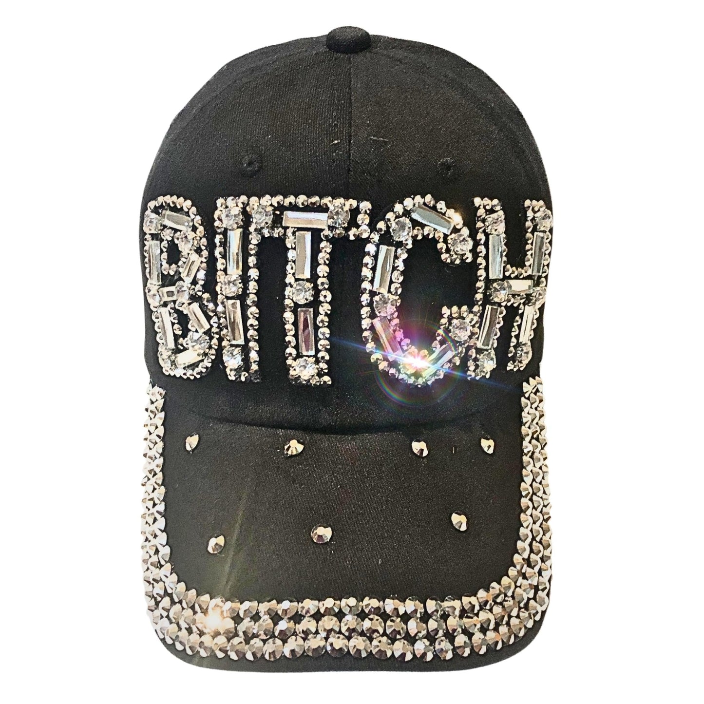 Popfizzy Bitch Hat for Women, Rhinestone Funny Hats for Adult Humor, Bling Baseball Cap for Bad Bitches, Best Sarcastic Hat