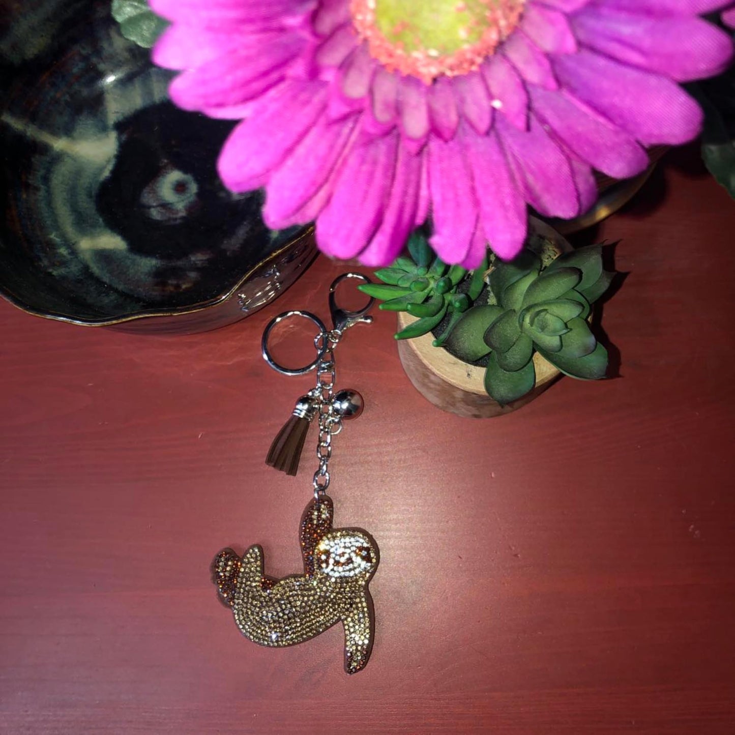 Bling Sloth Keychain Accessories for Women, Purse Charms for Handbags, Car Keys Keychain