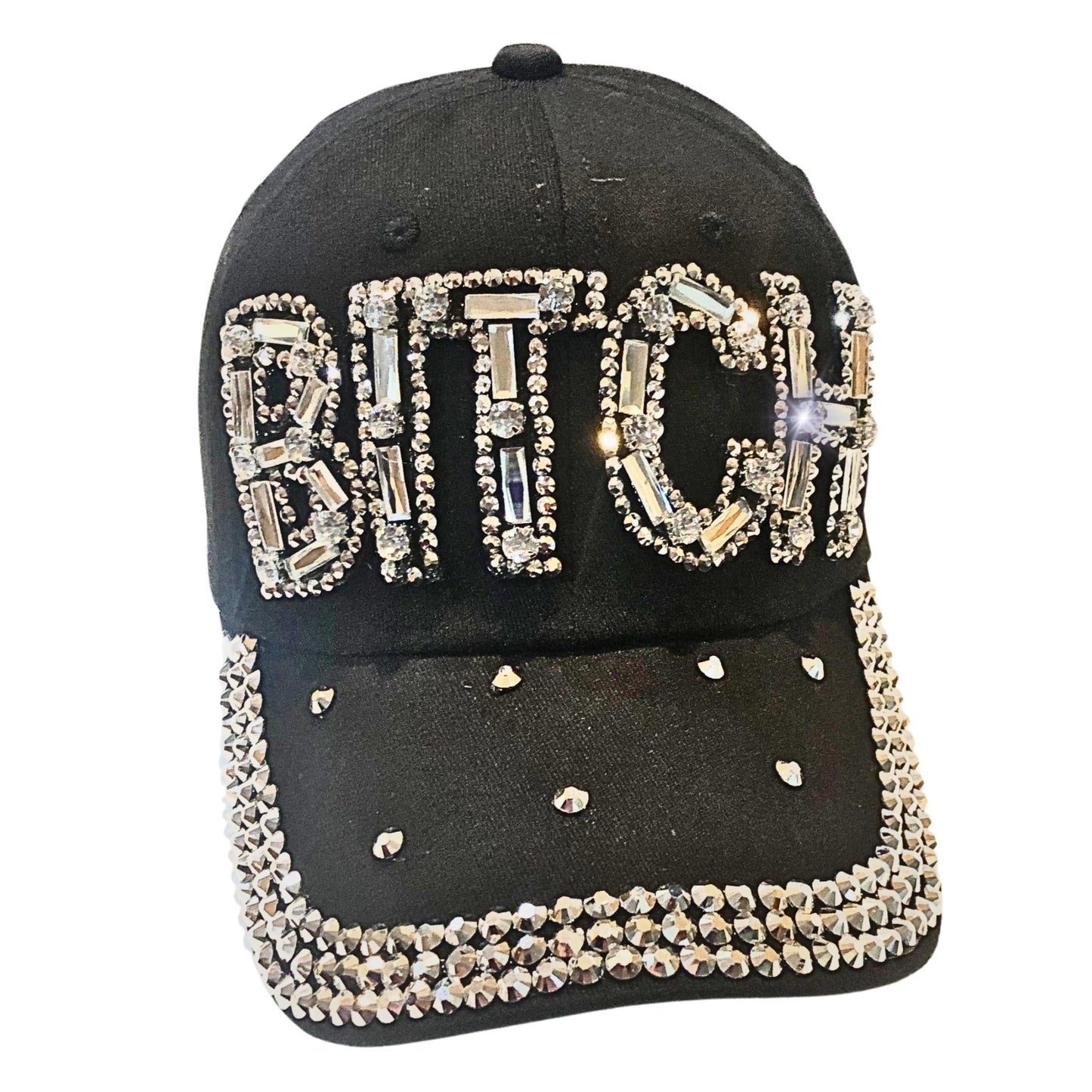 Popfizzy Bitch Hat for Women, Rhinestone Funny Hats for Adult Humor, Bling Baseball Cap for Bad Bitches, Best Sarcastic Hat