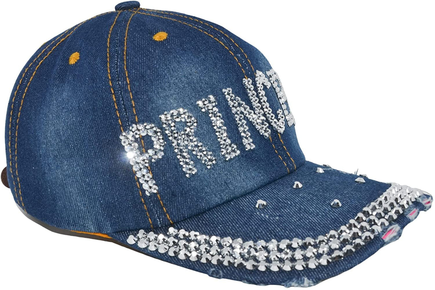 Bedazzled Princess Crown Rhinestone Hat, Bling Denim Baseball Cap for Women