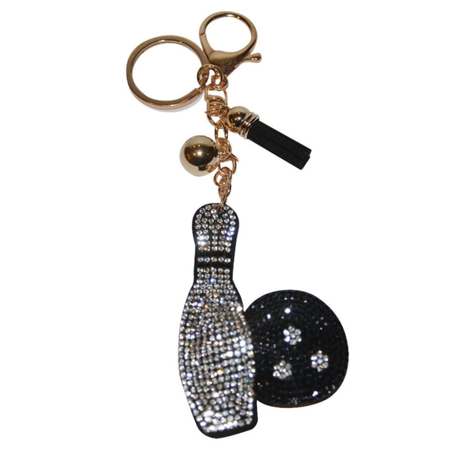 Popfizzy Bowling Keychain, Bowling Ball Rhinestone Purse Charms, Fun Bling Gifts for Bowlers