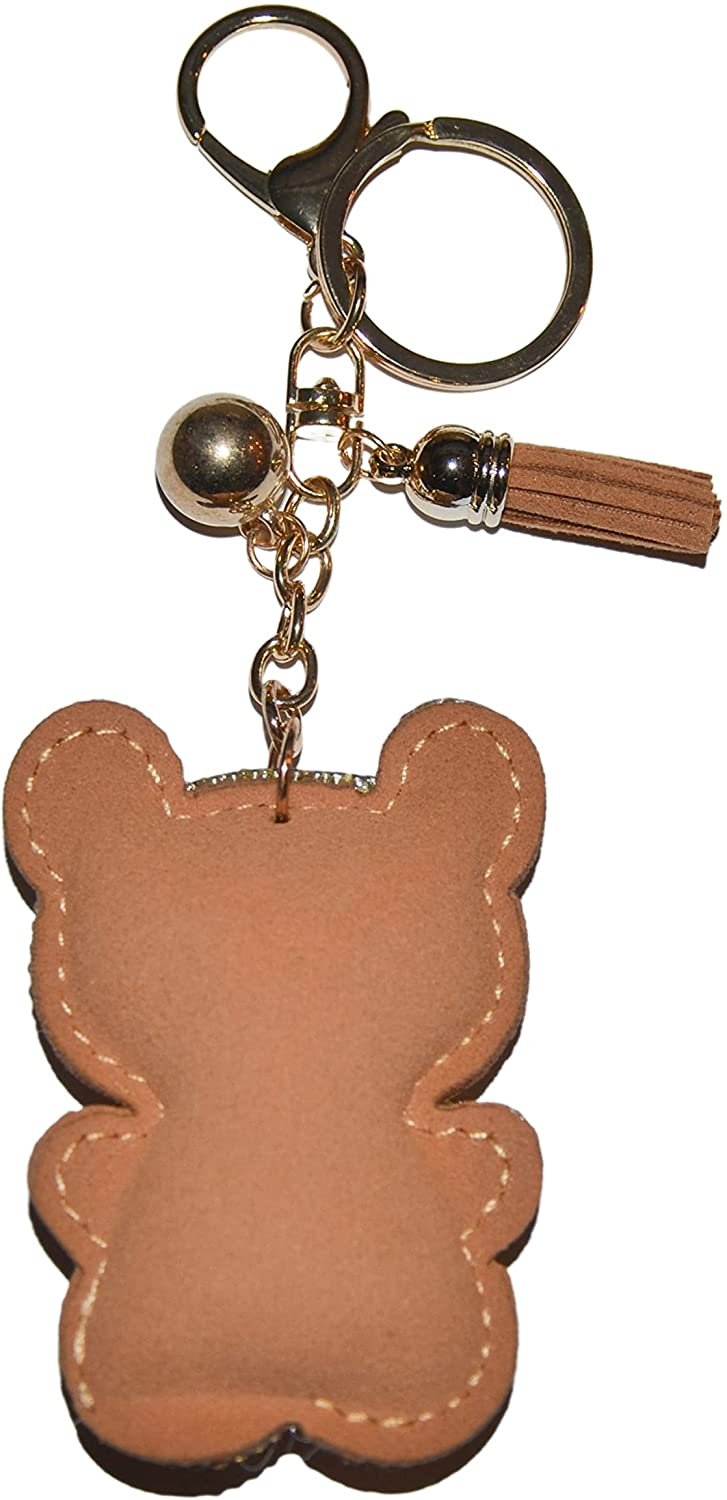 Brown Teddy Bear Keychain for Women and Girls, Bling Backpack Charm, Rhinestone Purse Charms for Handbags