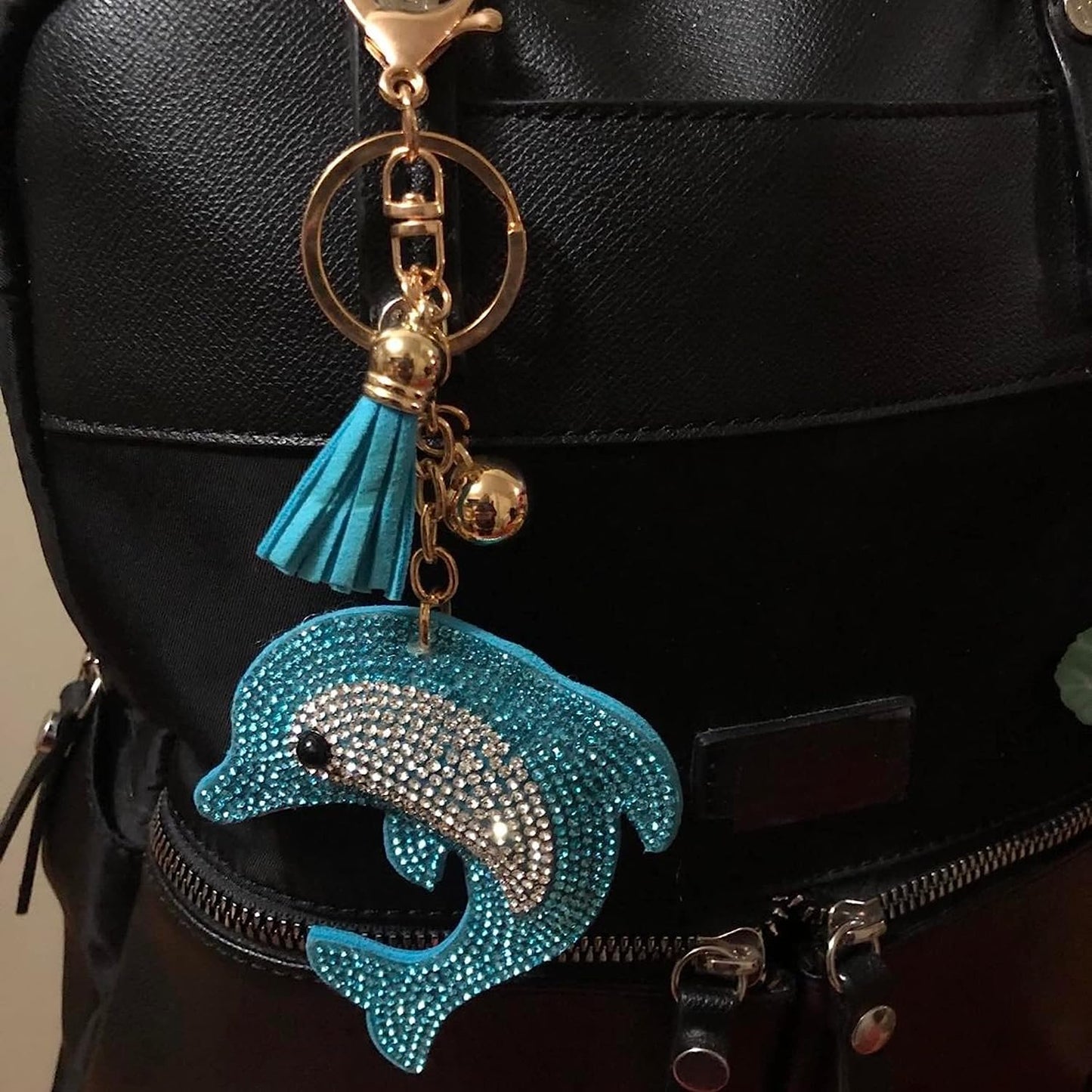 Popfizzy Dolphin Keychain Accessories for Women and Girls, Bling Keychain, Rhinestone Purse Charm