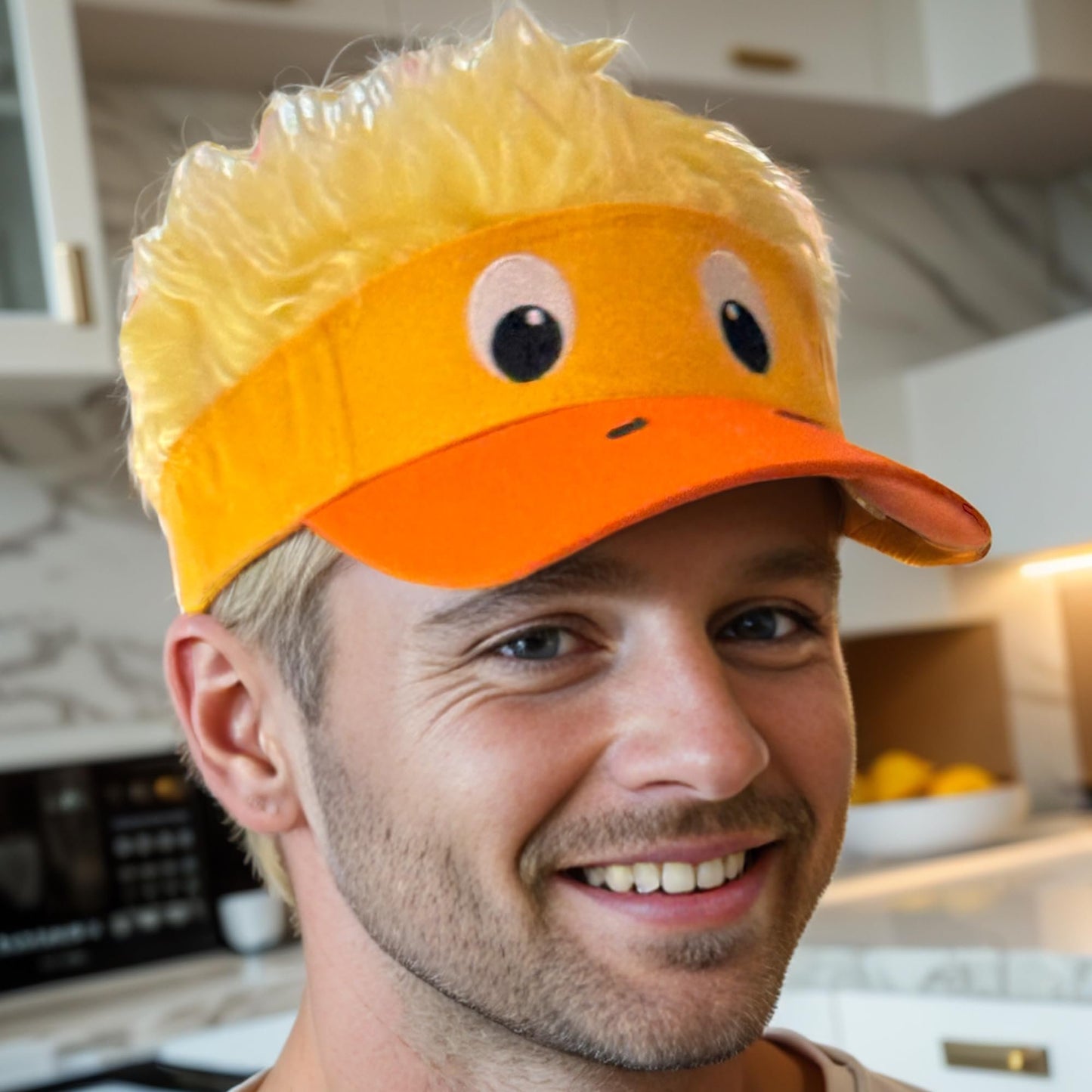 Popfizzy Duck Hat with Hair for Men and Women, Wig Hat, Fake Hair Hat, Adult Halloween Baseball Hat with Hair Attached