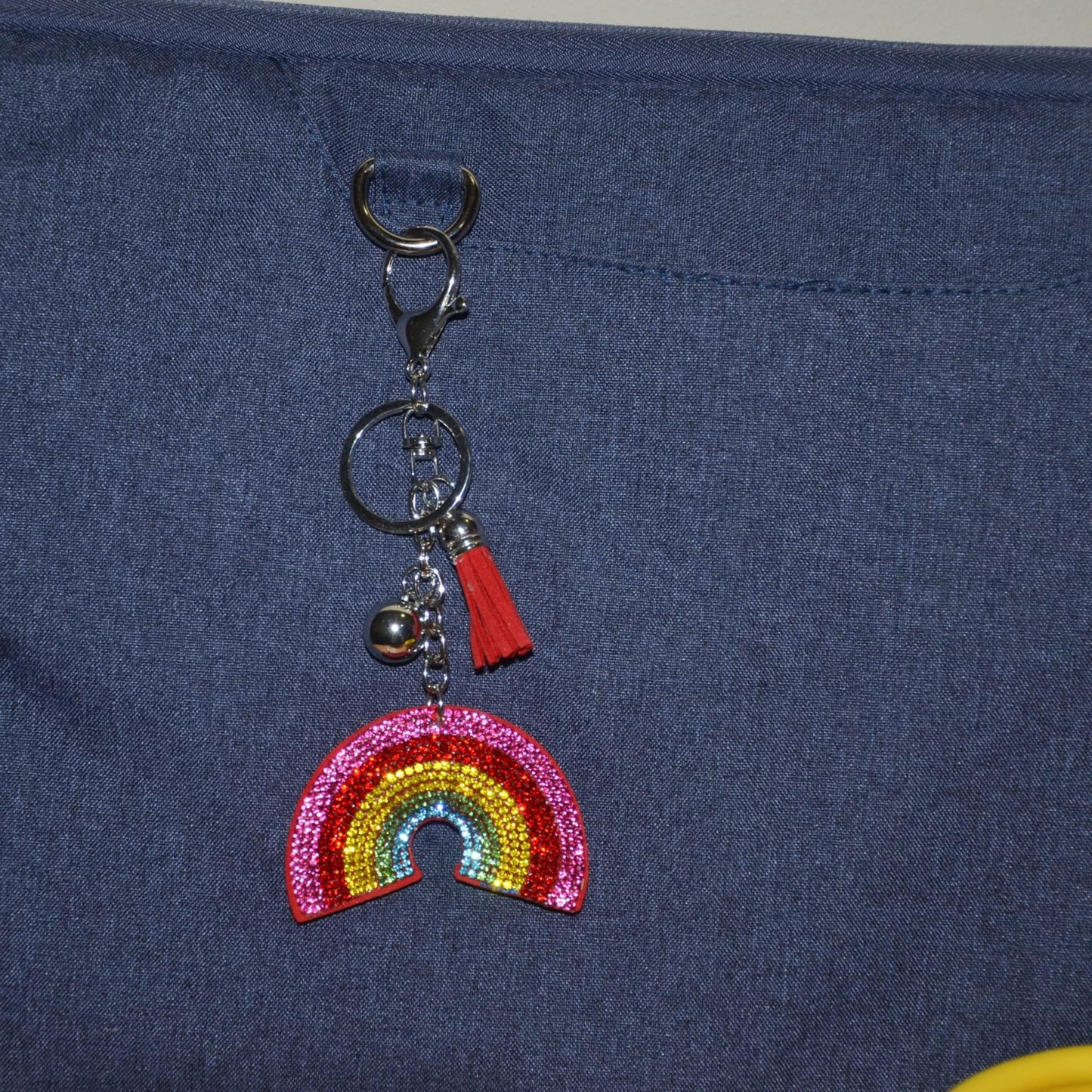 Popfizzy Rainbow Keychain, Bling Backpack Charm, Rhinestone Bag Charms, Keyring Key Fob