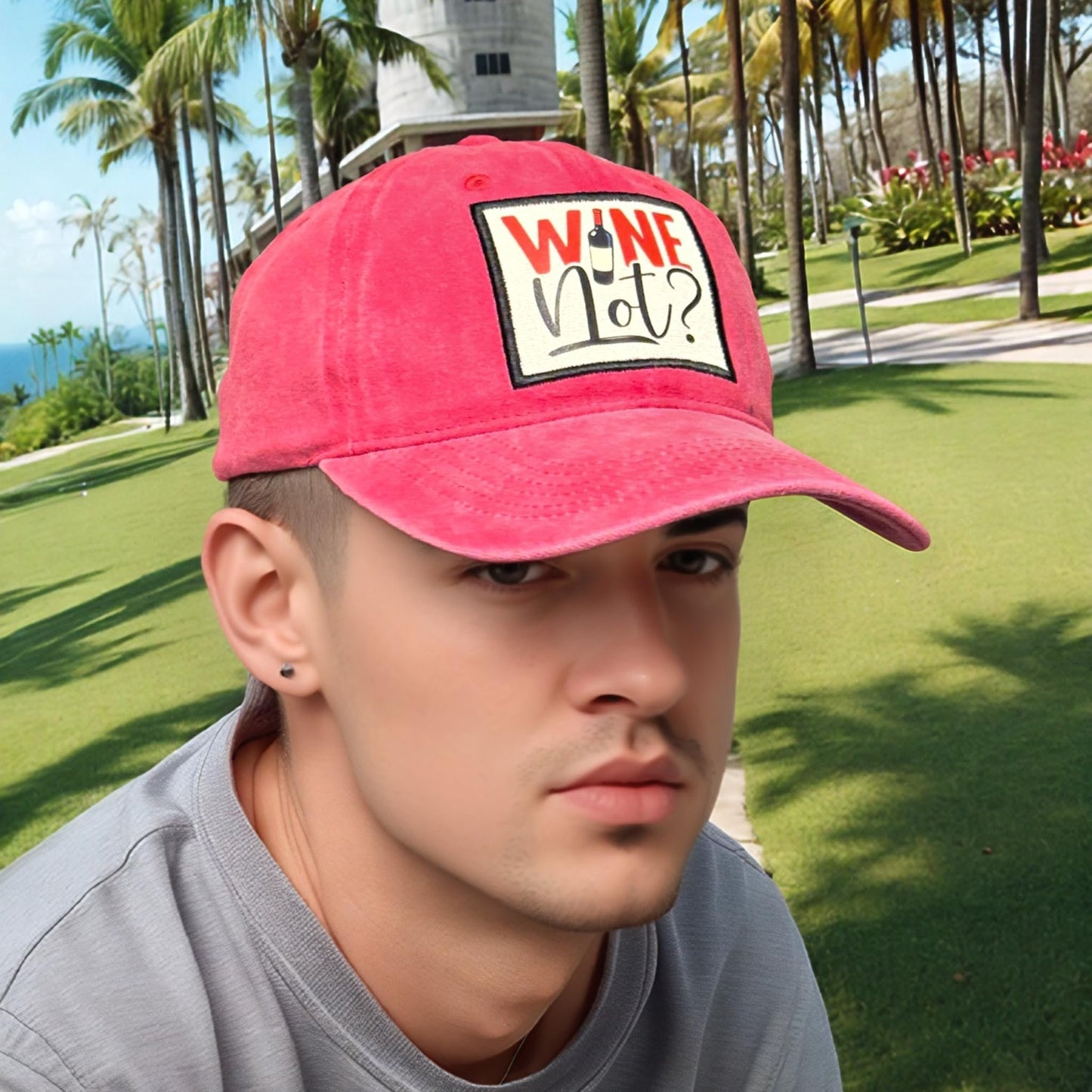 Popfizzy Wine Not Hat for Women and Men, Fun Unisex Cotton Baseball Cap with Funny Sayings, Great Gifts for Wine Drinkers