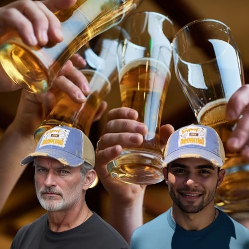 Popfizzy Support Day Drinking Hat, Distressed Beer Drinking Hat for Drinkers, Unisex Adult Humor Caps (Support Day Drinking)