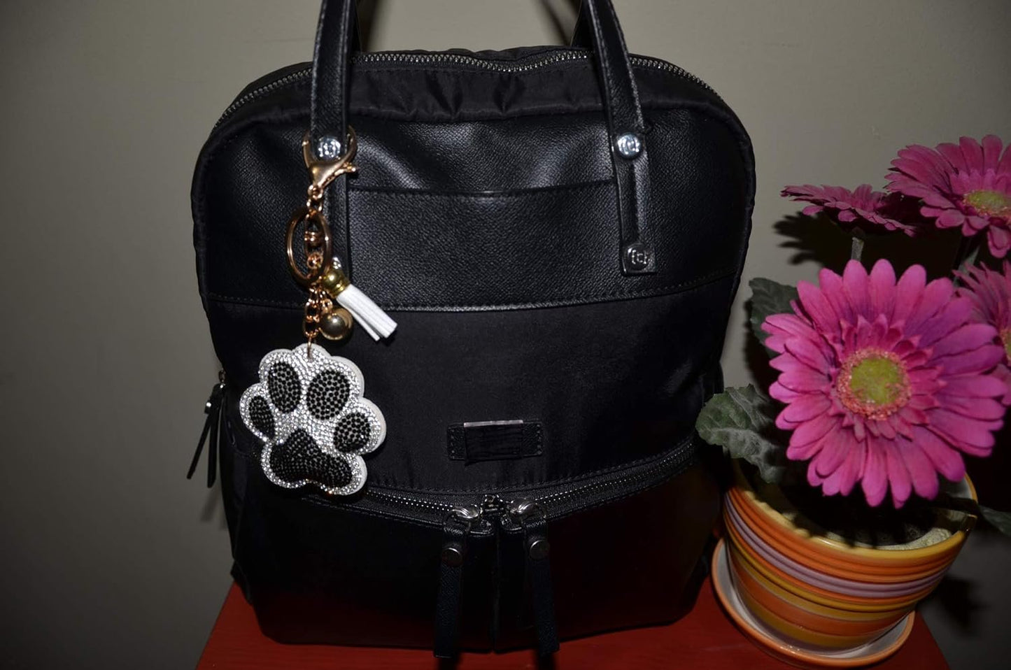 Popfizzy Paw Print Keychain, Bling Purse Charm, Backpack Keychain Key Fob Key Chain Keyring