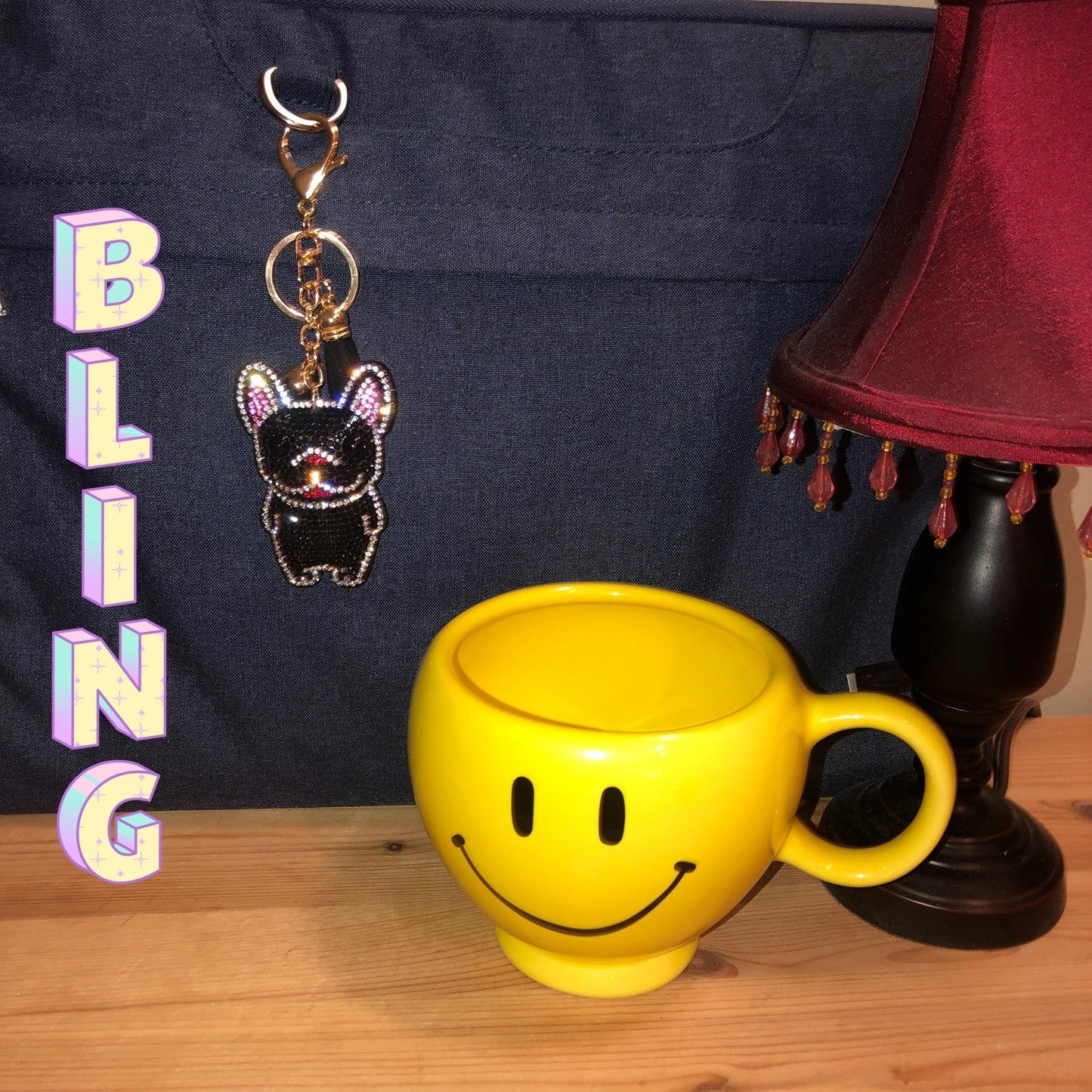 Popfizzy Handmade Black French Bulldog Keychains for Women, Rhinestone Purse Charms for Handbags, Dog Gifts for Dog Lovers