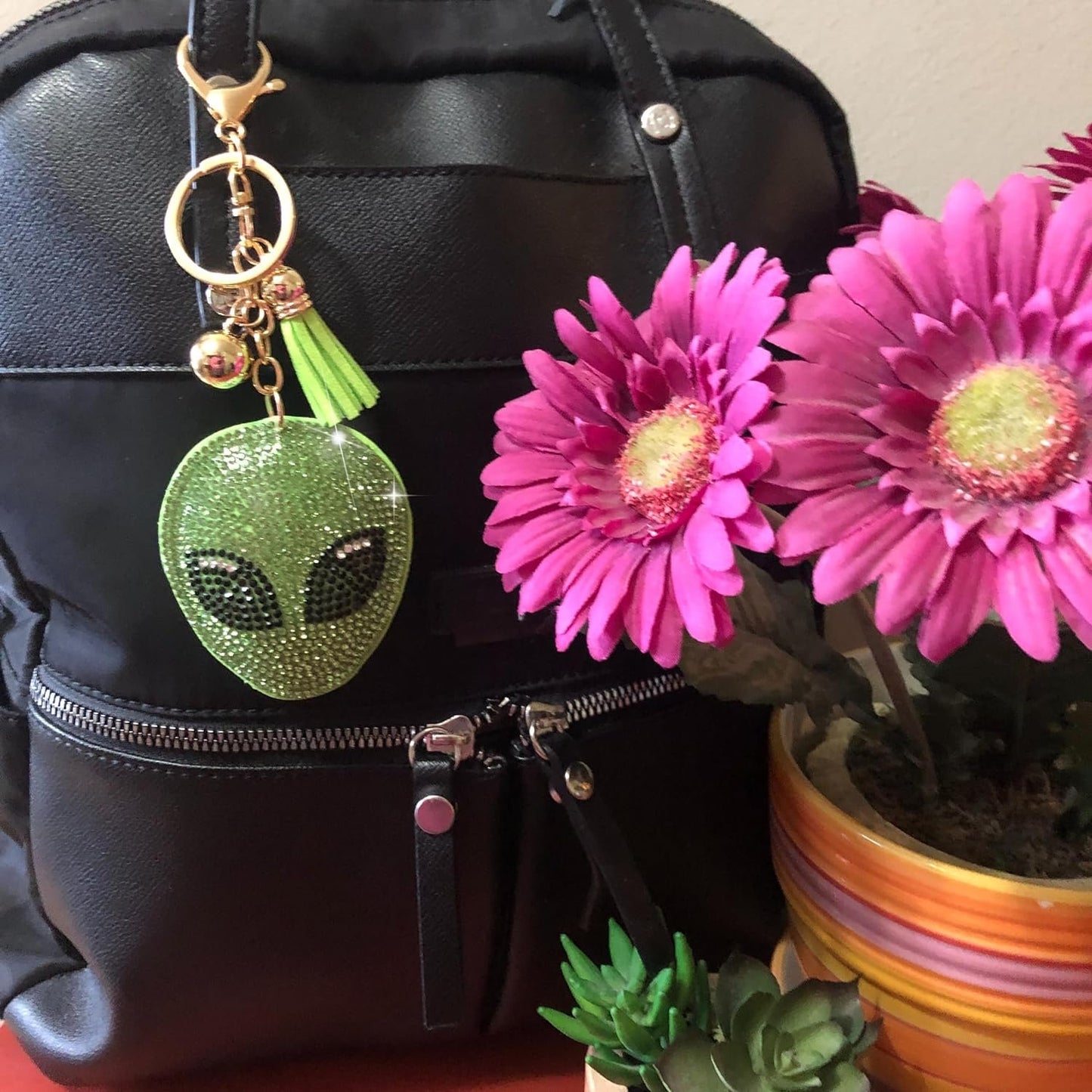 Popfizzy Bling Alien Keychain Accessories for Women, Rhinestone Keychain, Car Keys Keychain Charms