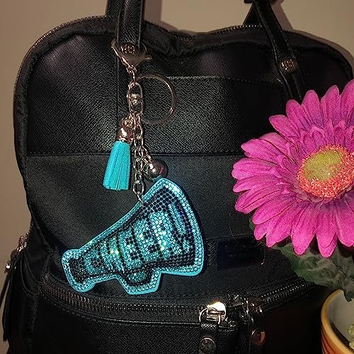 Popfizzy Black and Blue Cheer Keychain for Women and Girls, Cheerleader Bag Charm