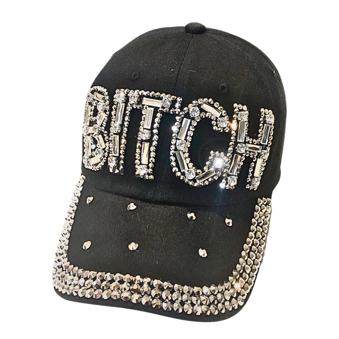 Popfizzy Bitch Hat for Women, Rhinestone Funny Hats for Adult Humor, Bling Baseball Cap for Bad Bitches, Best Sarcastic Hat