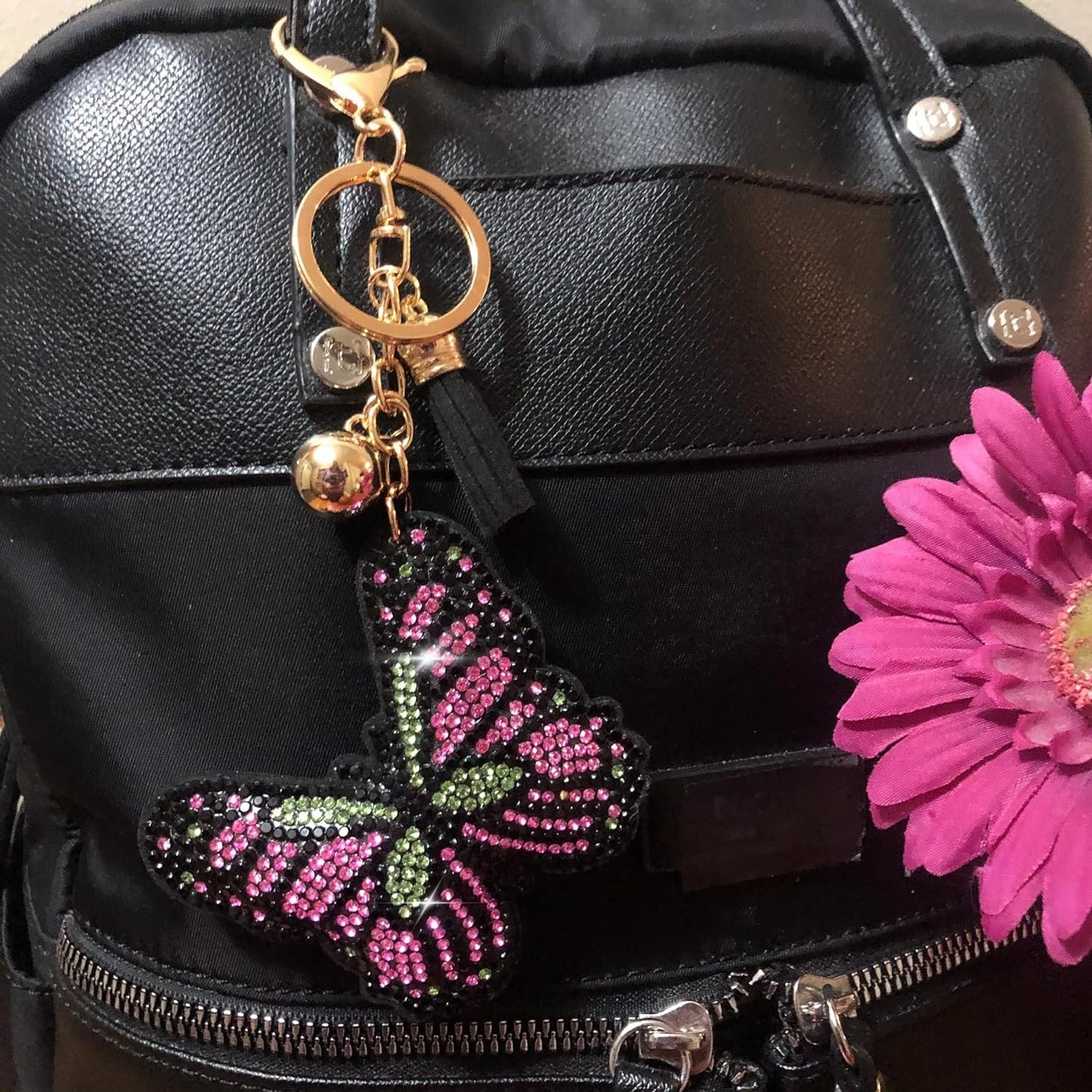 Popfizzy Bling Butterfly Keychain, Purse Charm, Backpack Charm, Crystal Bag Charms, Rhinestone Key Fob