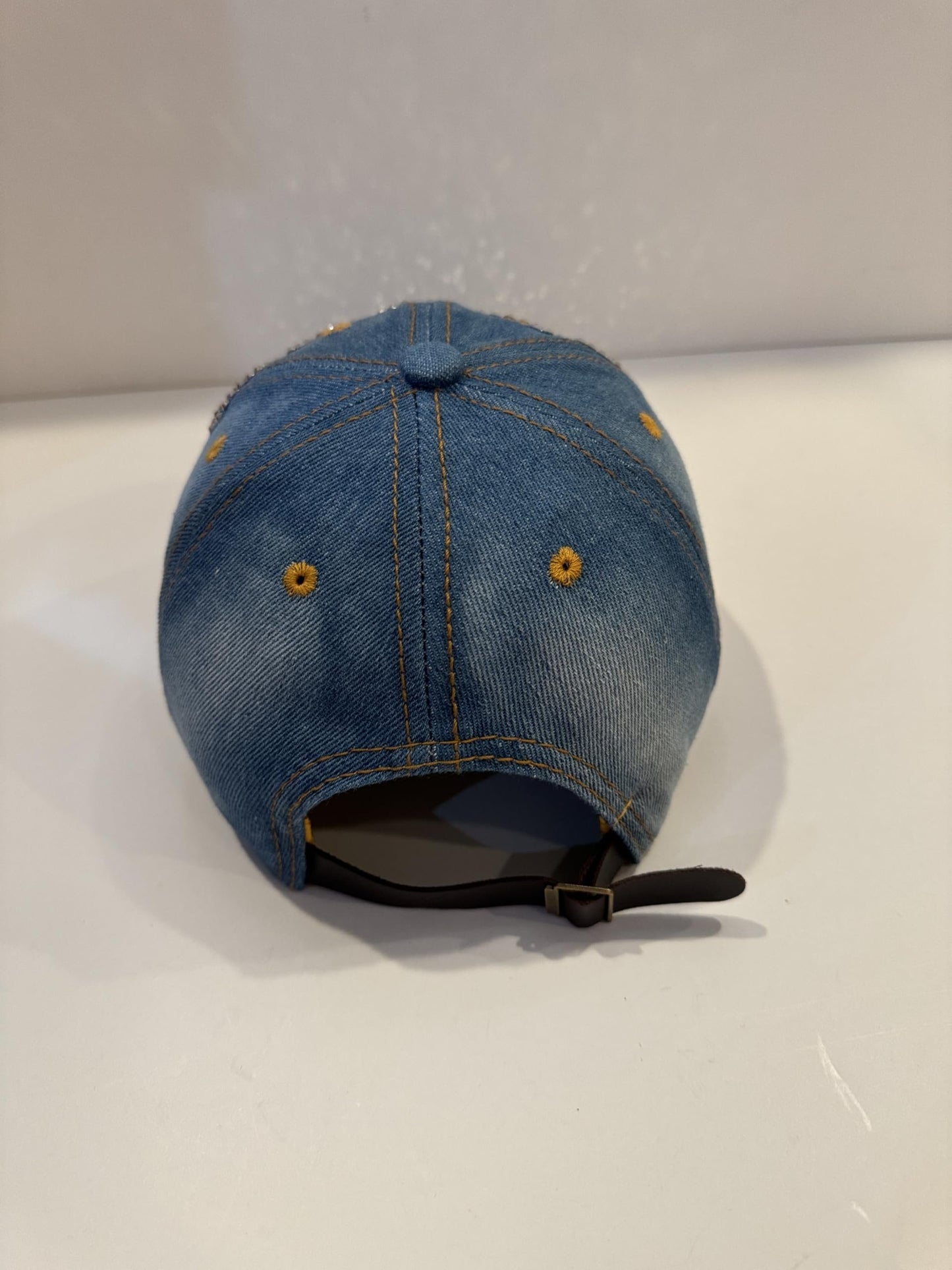 Vegas Baby Rhinestone Trucker Hat - Bling Blue Las Vegas Denim Cap for Women