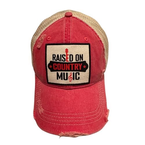 Popfizzy Raised on Country Music Hats for Women and Men, Country Music Gifts for Adults, Funny Trucker Hats, Adult Humor Caps