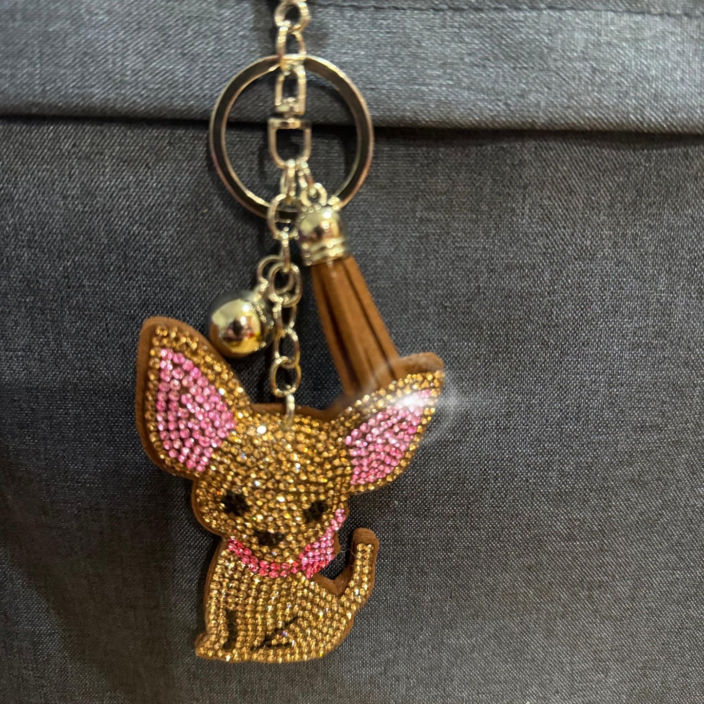 Popfizzy Chihuahua Keychain Accessories, Animal Backpack Key Chain, Rhinestone Purse Charms, Chihuahua Gifts for Dog Lovers