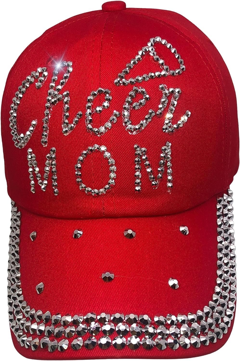 Popfizzy Cheer Mom Hat for Women, Rhinestone Cheer Mom Gifts, Bling Cheer Accessories, Cheer Clothes, Cool Cheer Gifts