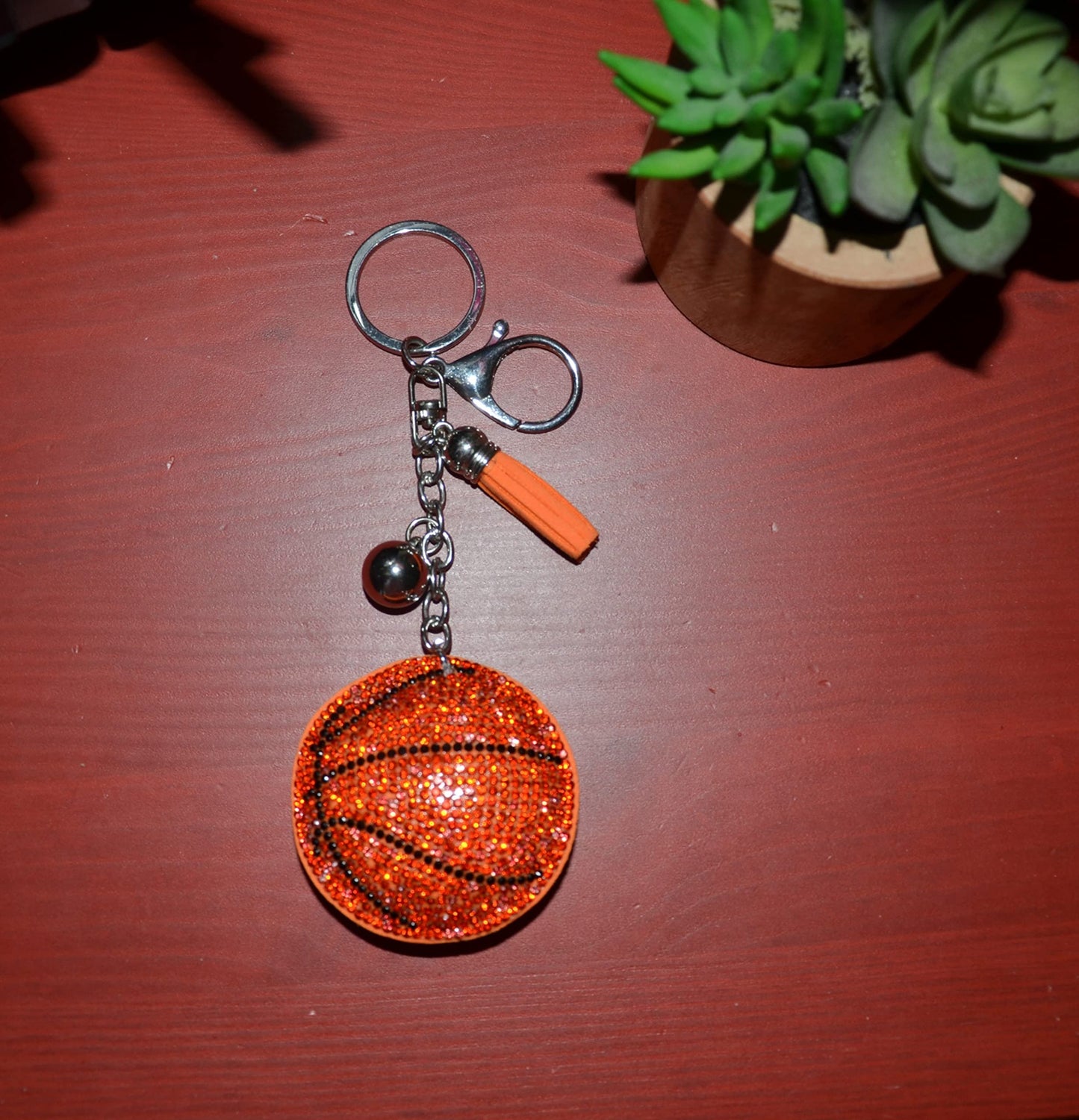 Popfizzy Bling Basketball Keychain for Women, Bag Charm, Basketball Gift for Girls