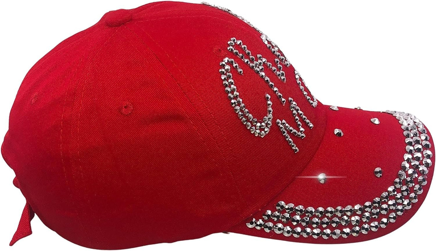 Popfizzy Cheer Mom Hat for Women, Rhinestone Cheer Mom Gifts, Bling Cheer Accessories, Cheer Clothes, Cool Cheer Gifts