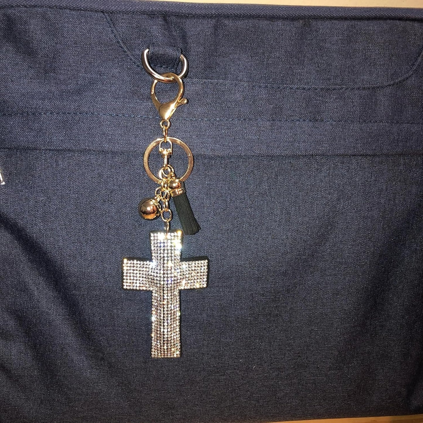 Popfizzy Bling Cross Keychain Accessories for Women, Rhinestone Keychain, Car Keys Keychain Charms, Cute Purse Charms for Handbags