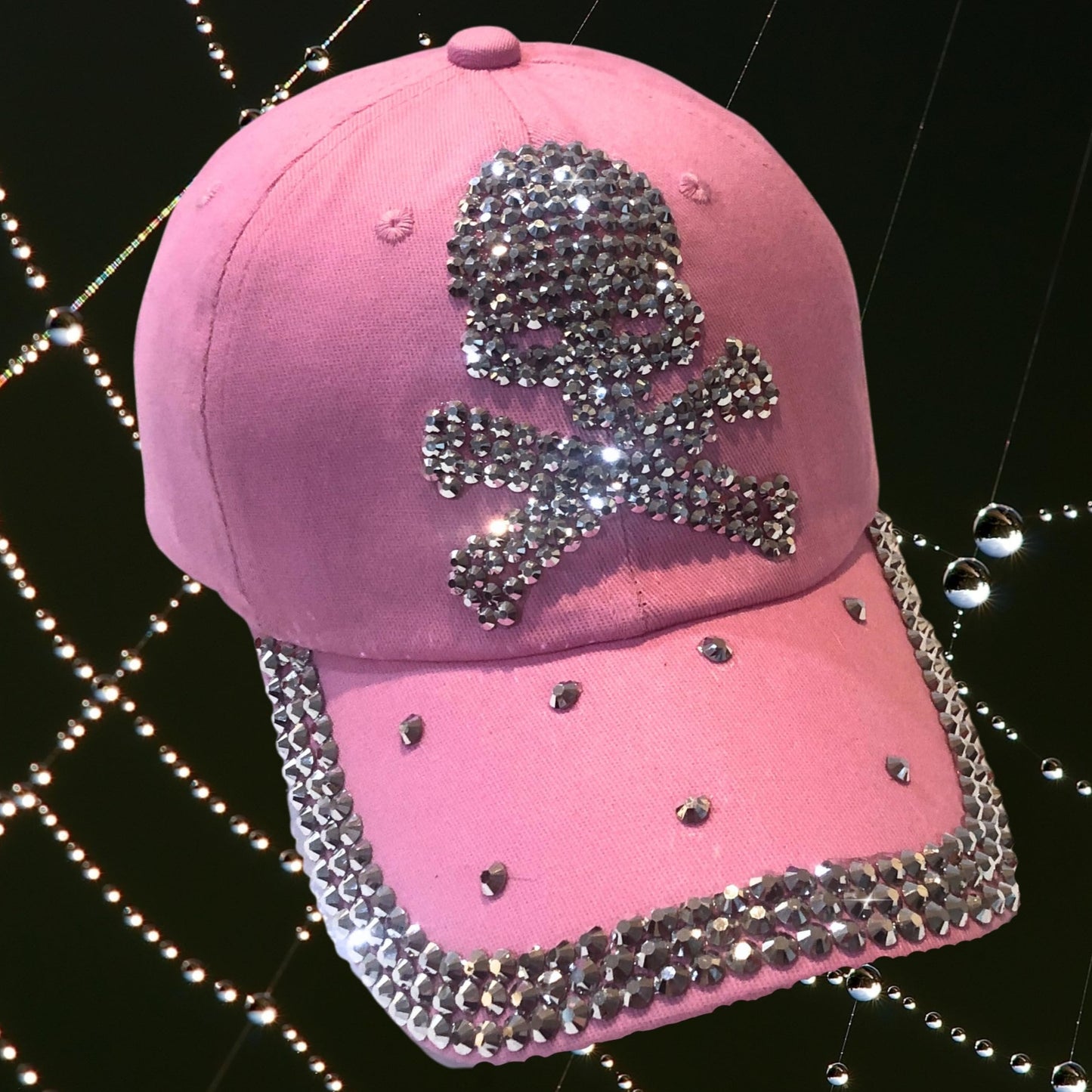 Popfizzy Skull Hat for Women, Bling Skeleton Hats, Rhinestone Skull Baseball Cap, Skull Caps for Women, Pirate Hat for Women