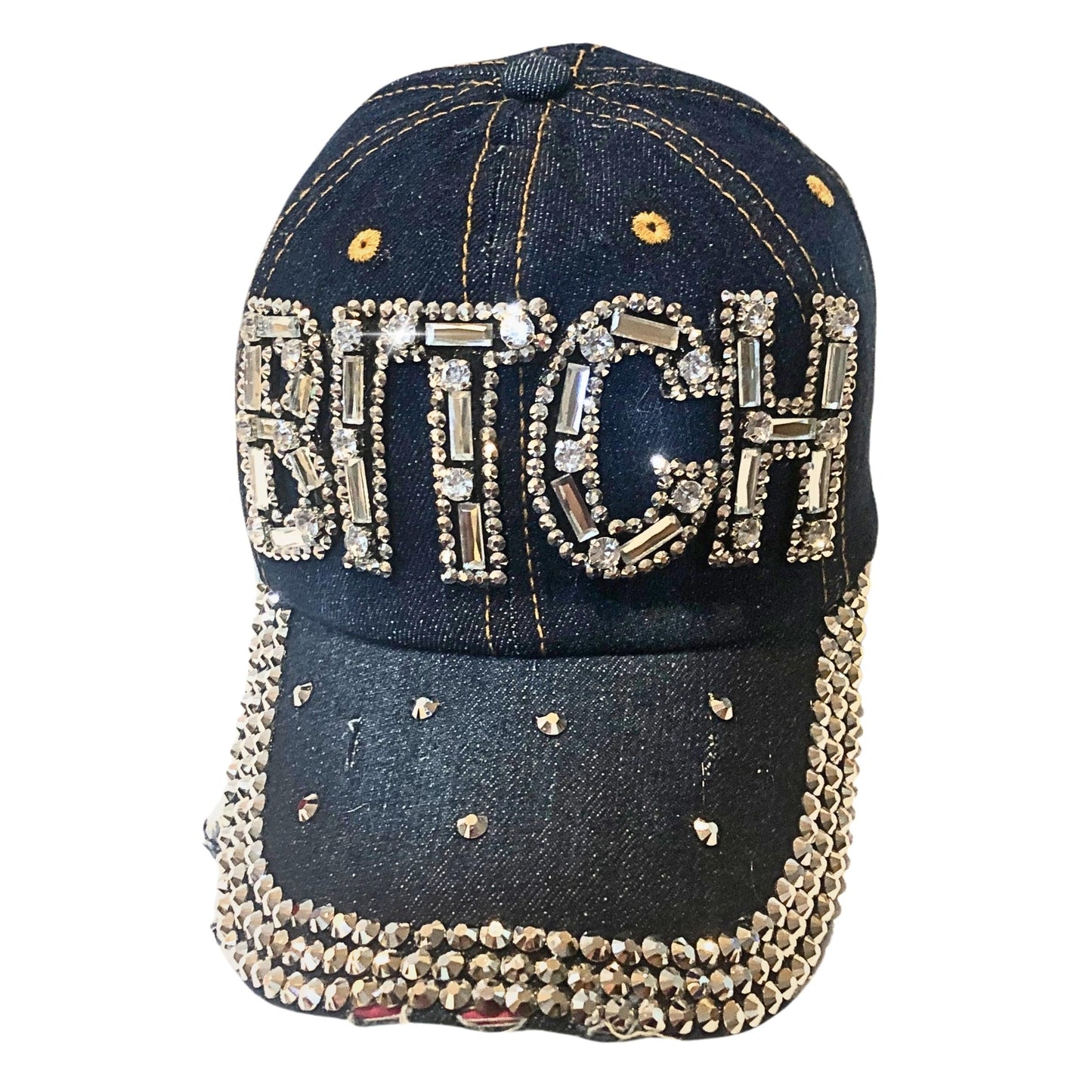 Popfizzy Bitch Hat for Women, Rhinestone Funny Hats for Adult Humor, Bling Baseball Cap for Bad Bitches, Best Sarcastic Hat