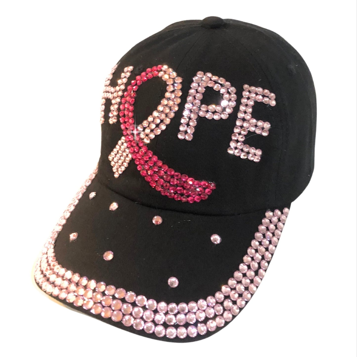 Popfizzy Pink Ribbon Breast Cancer Hats for Women, Breast Cancer Awareness Cap, Bling Breast Cancer Survivor Gifts for Woman