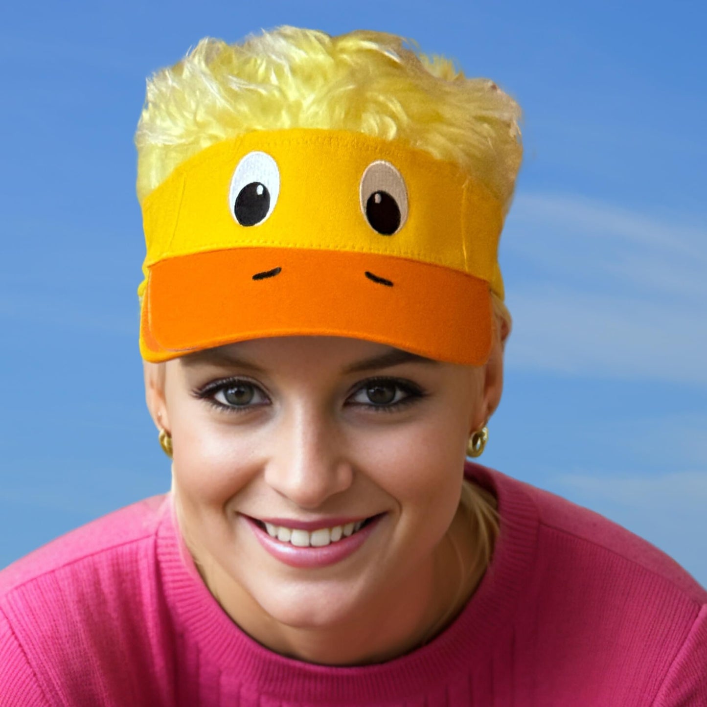 Popfizzy Duck Hat with Hair for Men and Women, Wig Hat, Fake Hair Hat, Adult Halloween Baseball Hat with Hair Attached