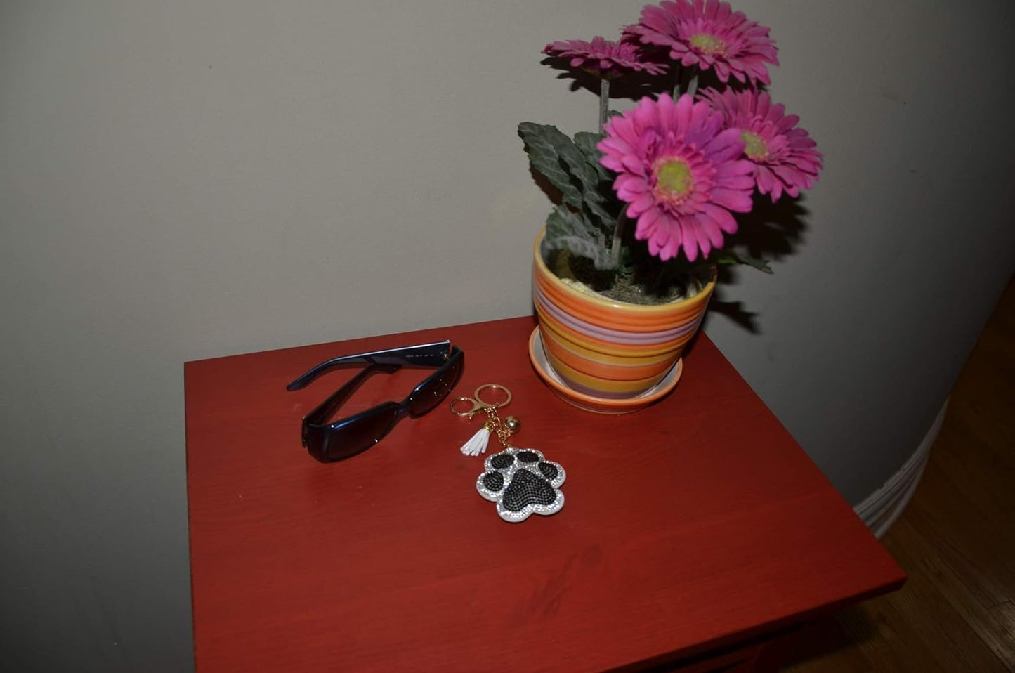 Popfizzy Paw Print Keychain, Bling Purse Charm, Backpack Keychain Key Fob Key Chain Keyring