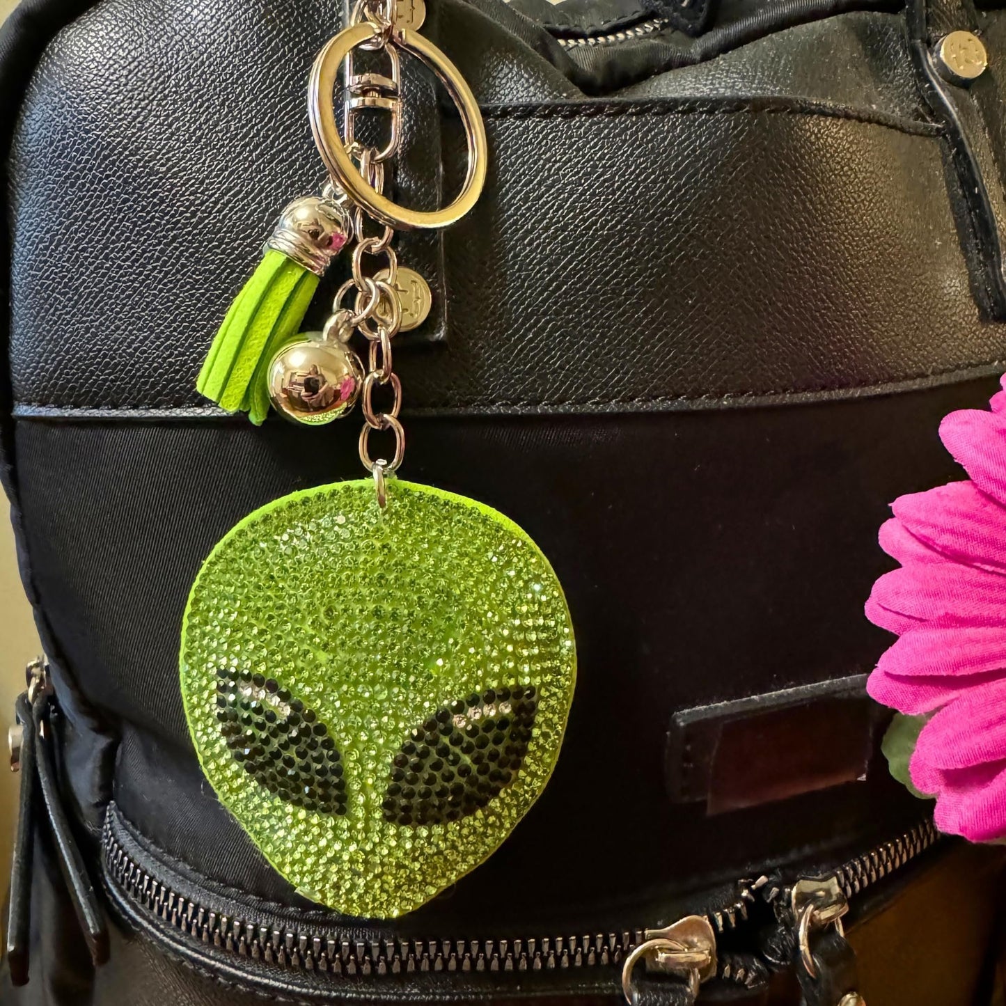 Popfizzy Alien Keychains for Women and Girls, Bedazzled Purse Charm, Bling Backpack Accessories, Bag Charms, Green Alien Gift