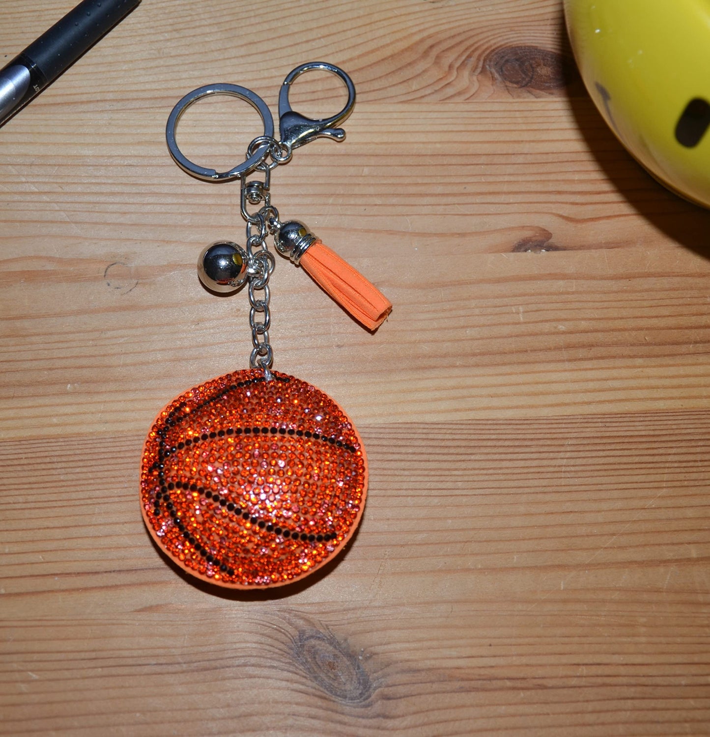 Popfizzy Bling Basketball Keychain for Women, Bag Charm, Basketball Gift for Girls