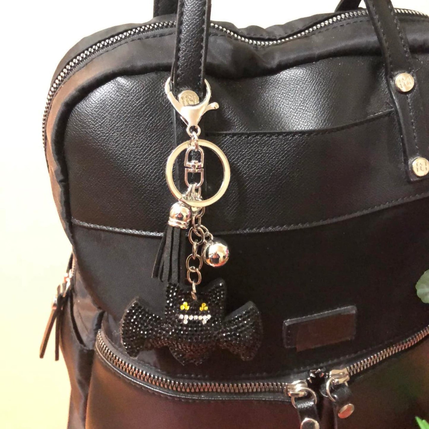 Popfizzy Bling Black Bat Keychain for Women and Girls, Rhinestone Purse Charms for Handbags, Goth Gifts for Her, Spooky Gifts for Women
