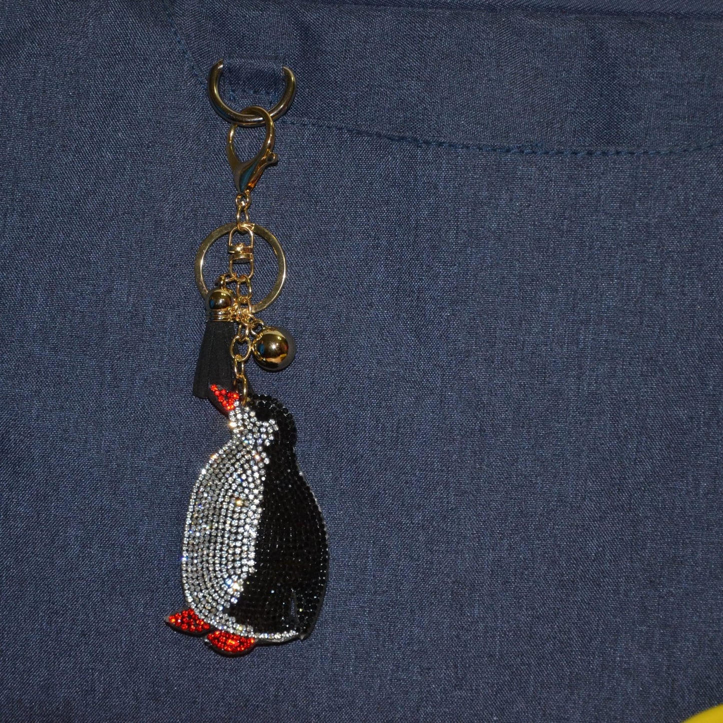 Popfizzy Penguin Keychains for Women and Girls, Bling Backpack Key Chain for Animal Lovers, Rhinestone Purse Charms