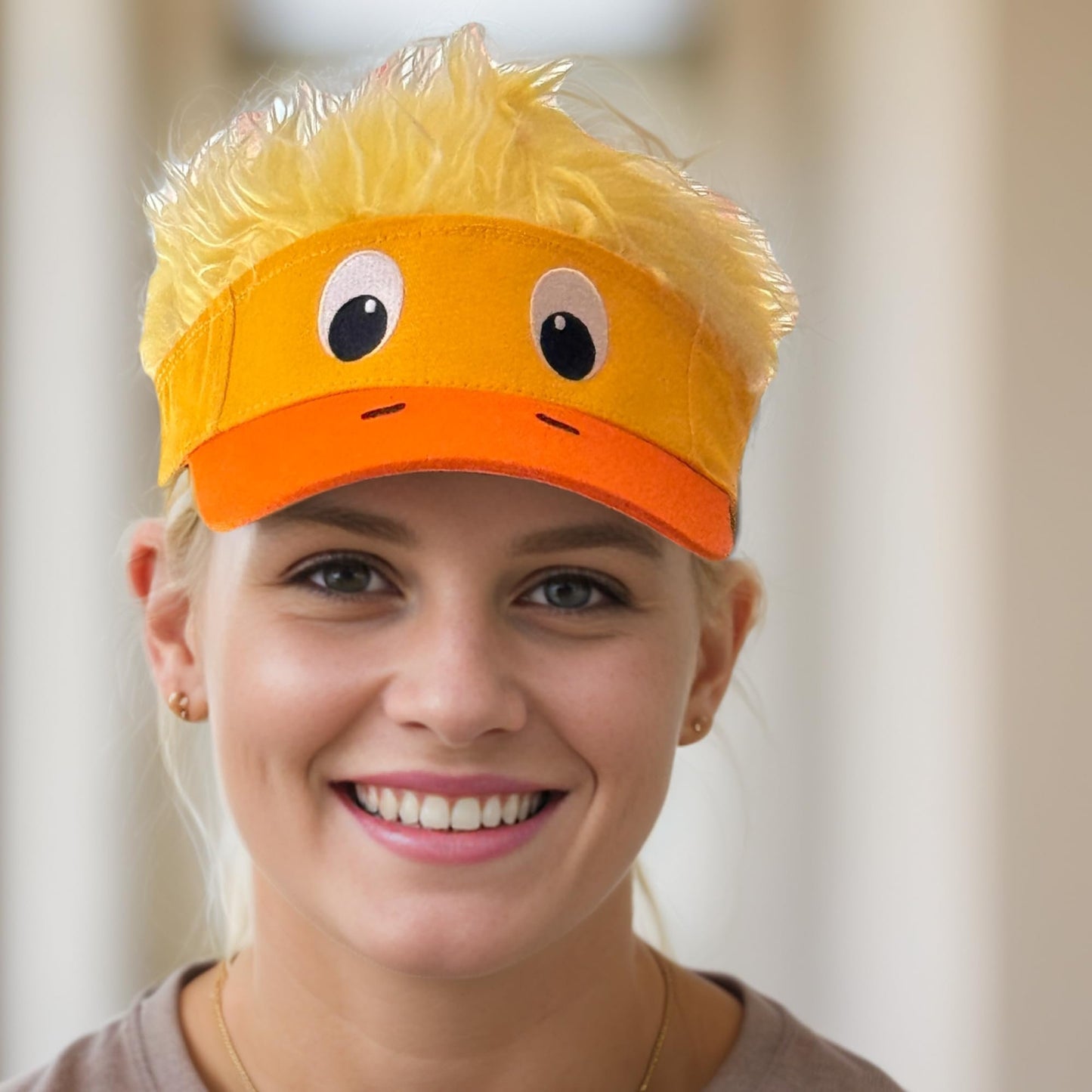 Popfizzy Duck Hat with Hair for Men and Women, Wig Hat, Fake Hair Hat, Adult Halloween Baseball Hat with Hair Attached