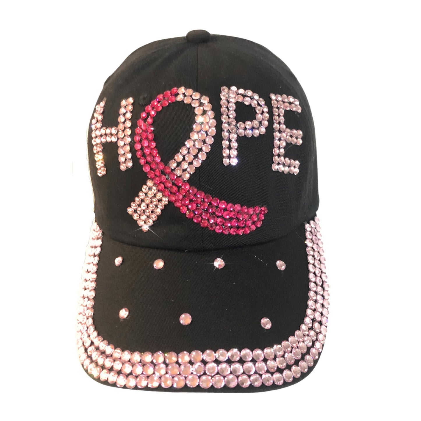 Popfizzy Pink Ribbon Breast Cancer Hats for Women, Breast Cancer Awareness Cap, Bling Breast Cancer Survivor Gifts for Woman