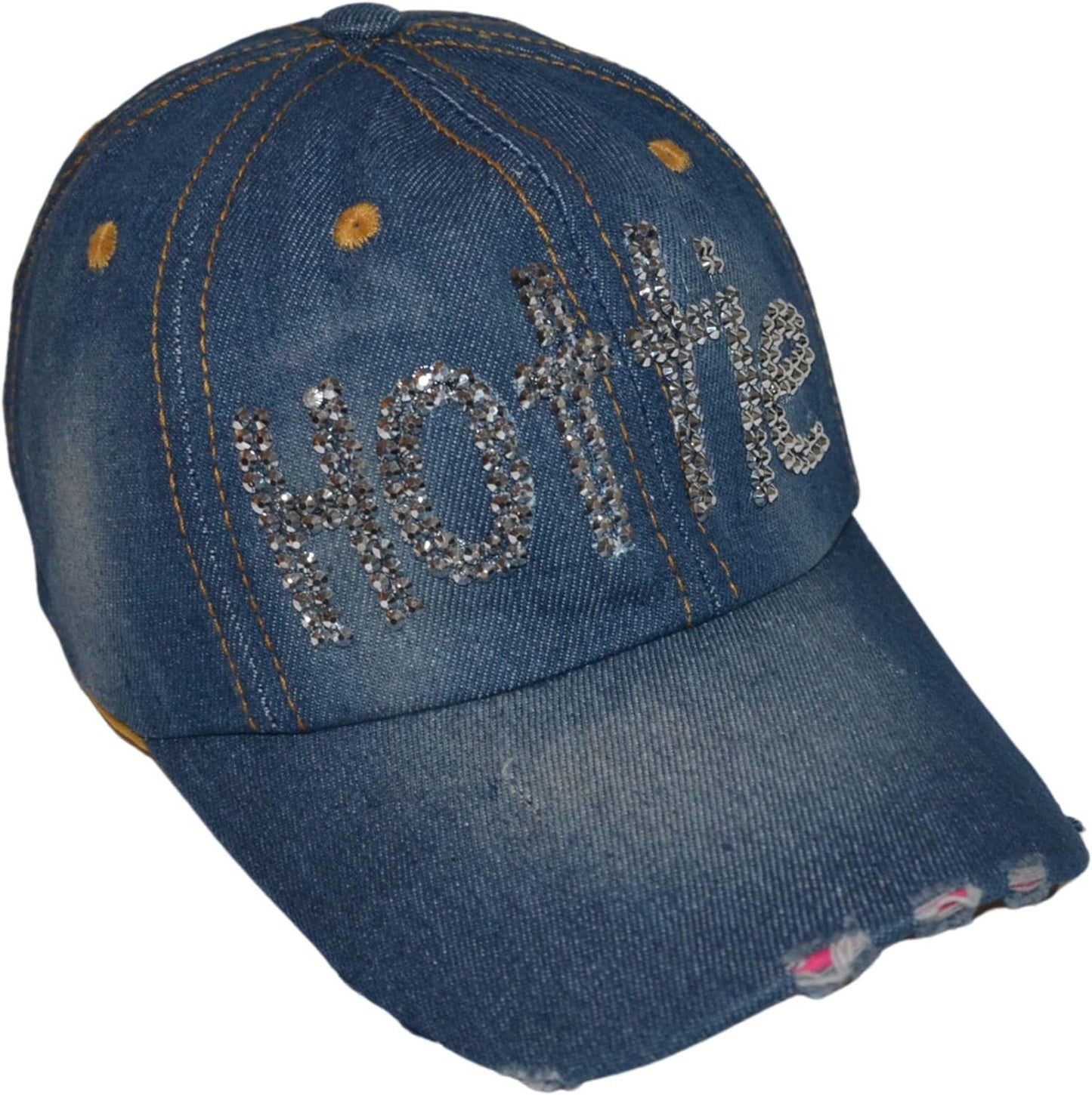 Women's Bling Pink Las Vegas Cap, Bejeweled Rhinestone Baseball Cap, Distressed Pink Hat for Women, Bling Gifts for Women