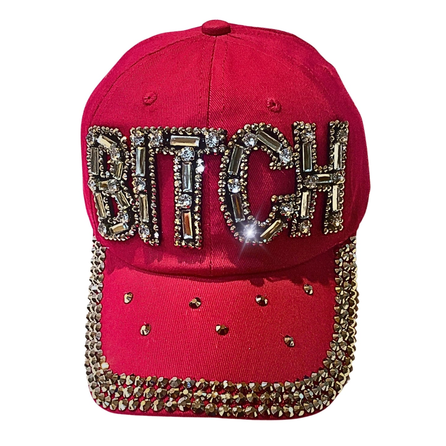 Popfizzy Bitch Hat for Women, Rhinestone Funny Hats for Adult Humor, Bling Baseball Cap for Bad Bitches, Best Sarcastic Hat
